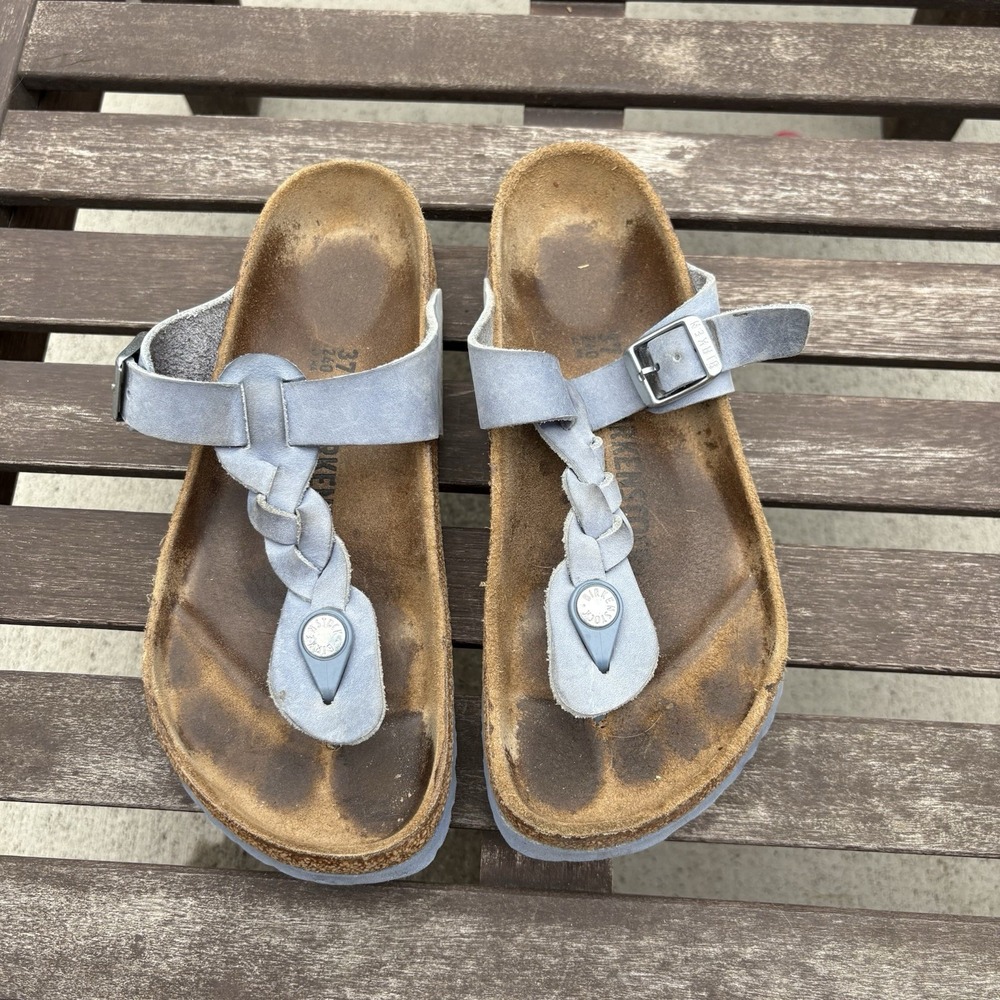 BIRKENSTOCK Womens Dusty Blue Gizeh Braided Slide Sandal Thong Size EU 37 / US 6 - Picture 4 of 16